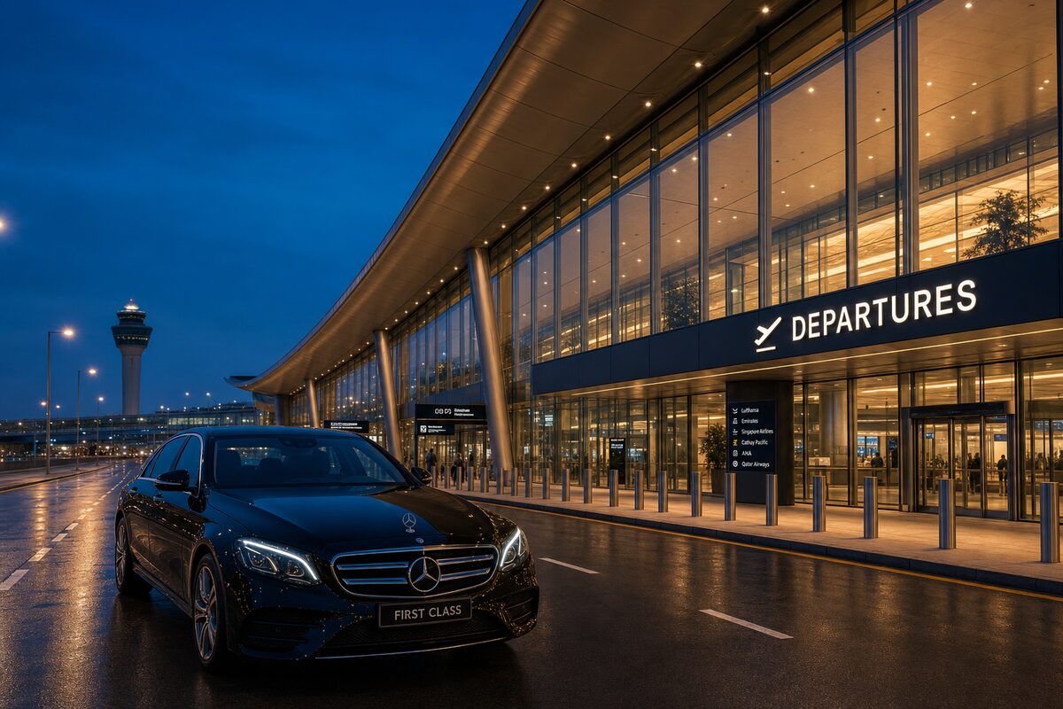 EuroAirport Basel Terminal am Abend